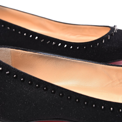 Christian Louboutin Glitter Tennis Anjalina Flats 37 Black Gun Metal 9 of 10