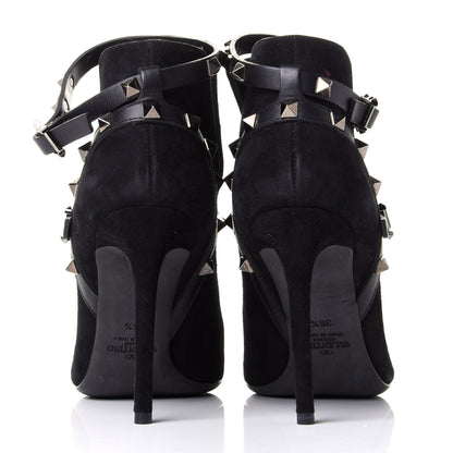 Valentino Garavani Suede Rockstud Double Buckle 100mm Ankle Boots 36.5 Black 6 of 9