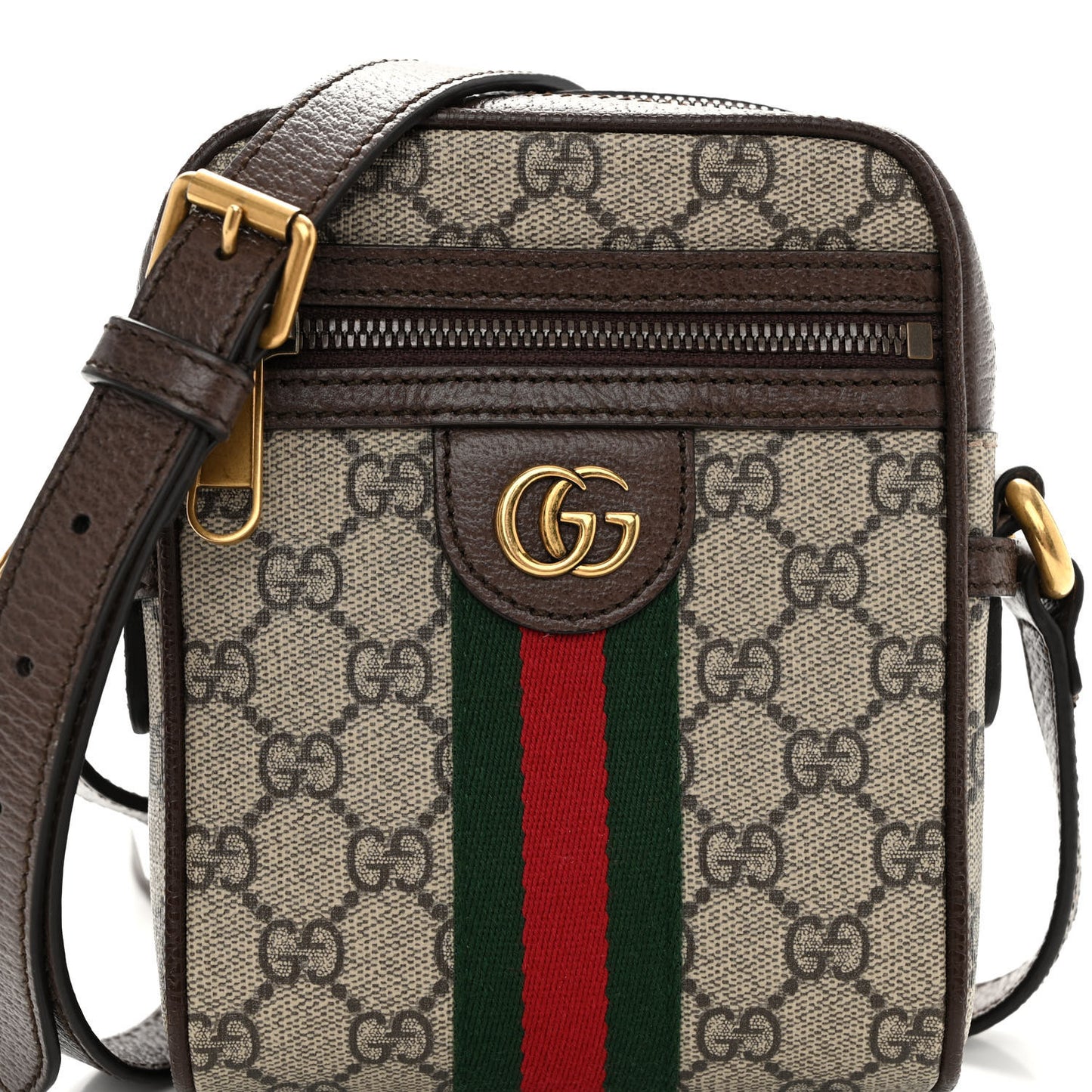 GG Supreme Monogram Web Mini Ophidia Messenger Brown