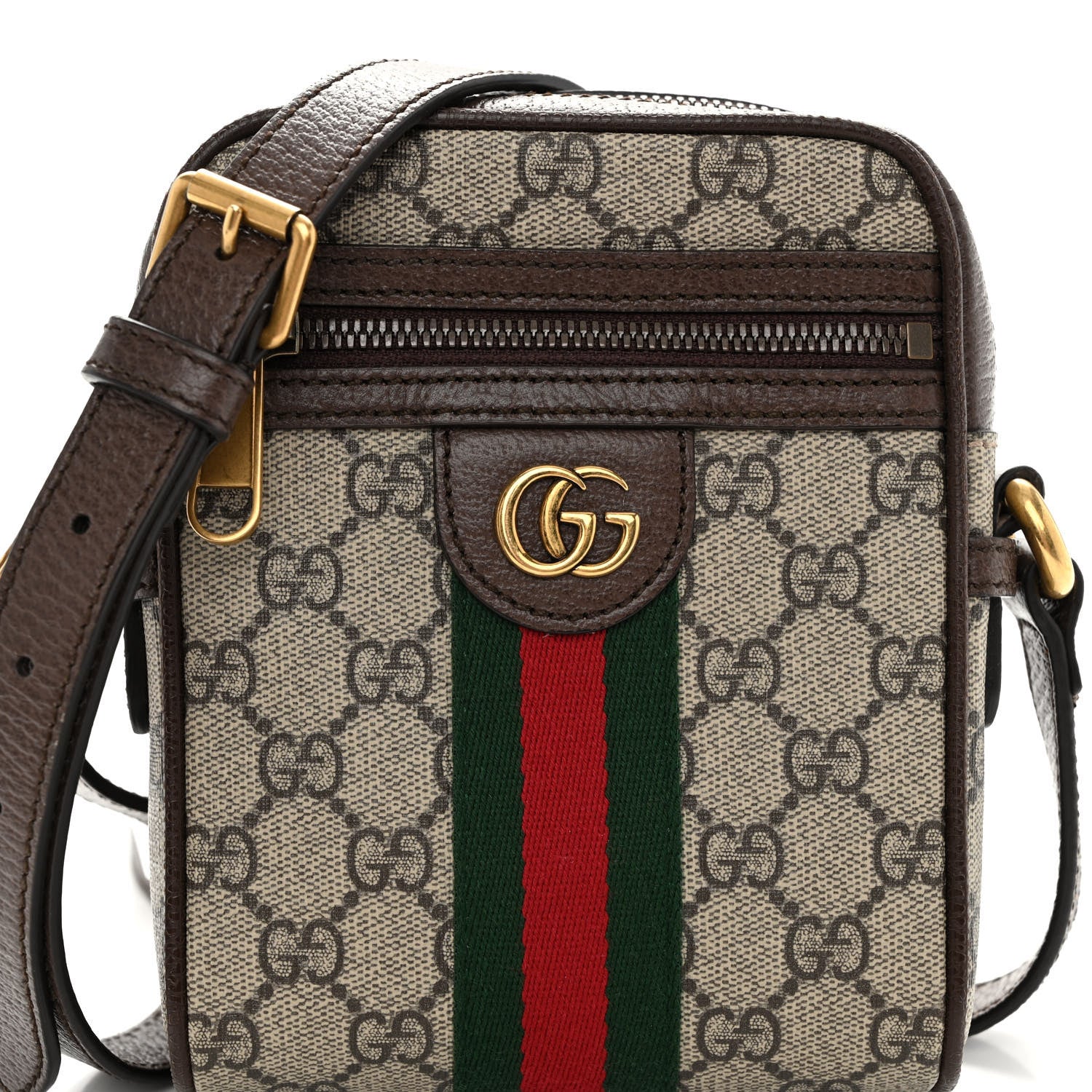 Gucci GG Supreme Monogram Web Mini Ophidia Messenger Brown 7 of 9