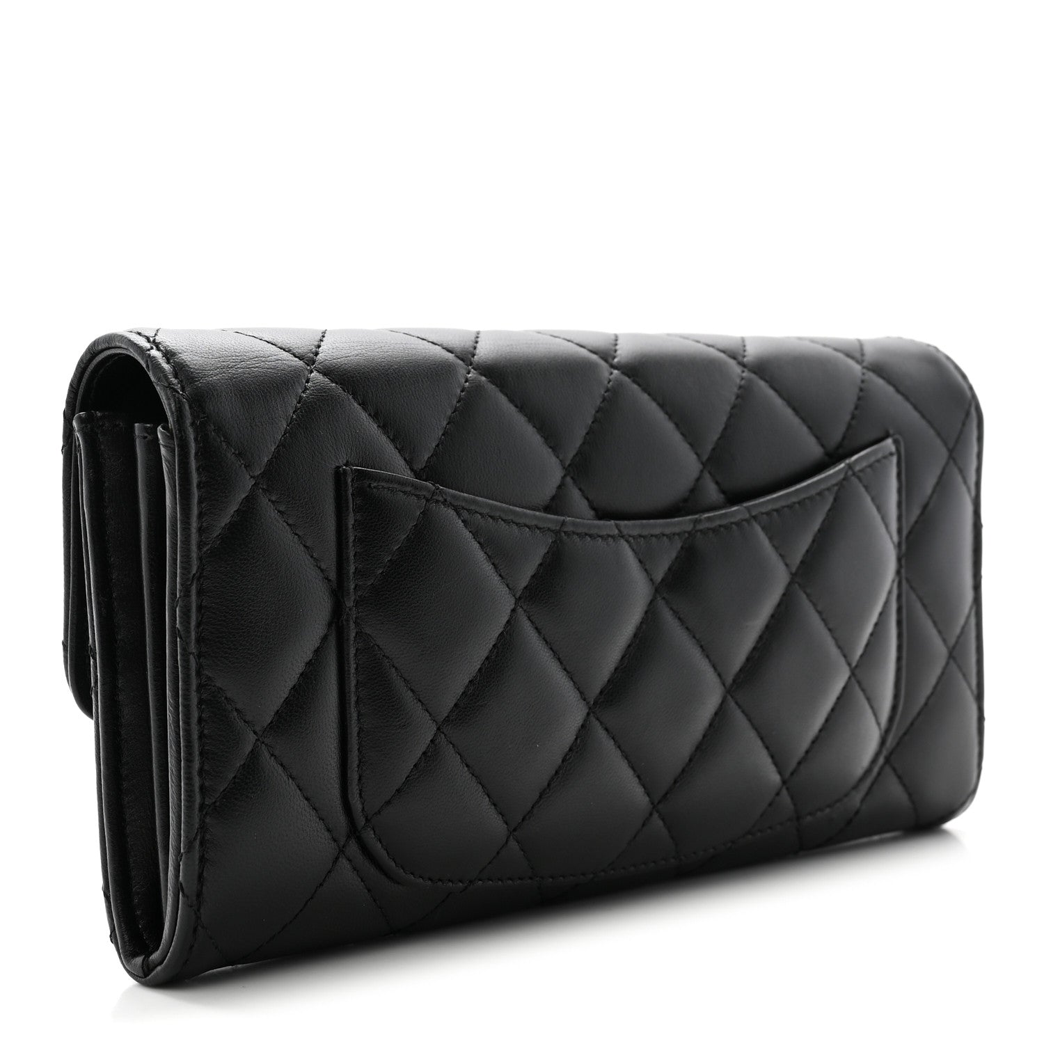 Chanel Lambskin Quilted Large Gusset Flap Wallet Black 3 of 8