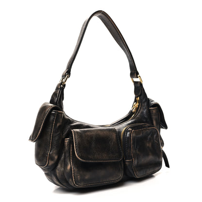 Miu Miu Distressed Nappa Pocket Bag Sand Coffee 3 of 9