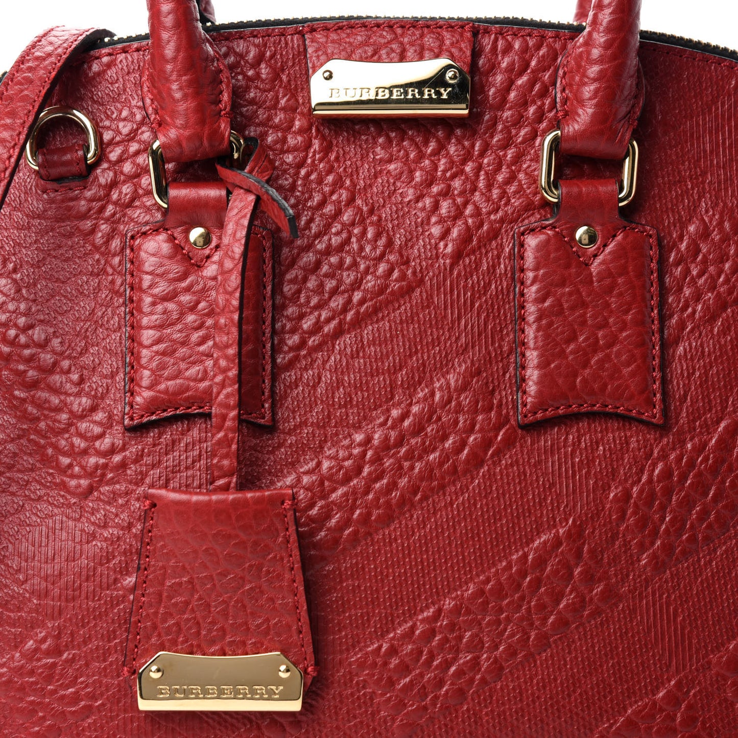 Heritage Grain Check Embossed Small Orchard Bowling Bag Military Red