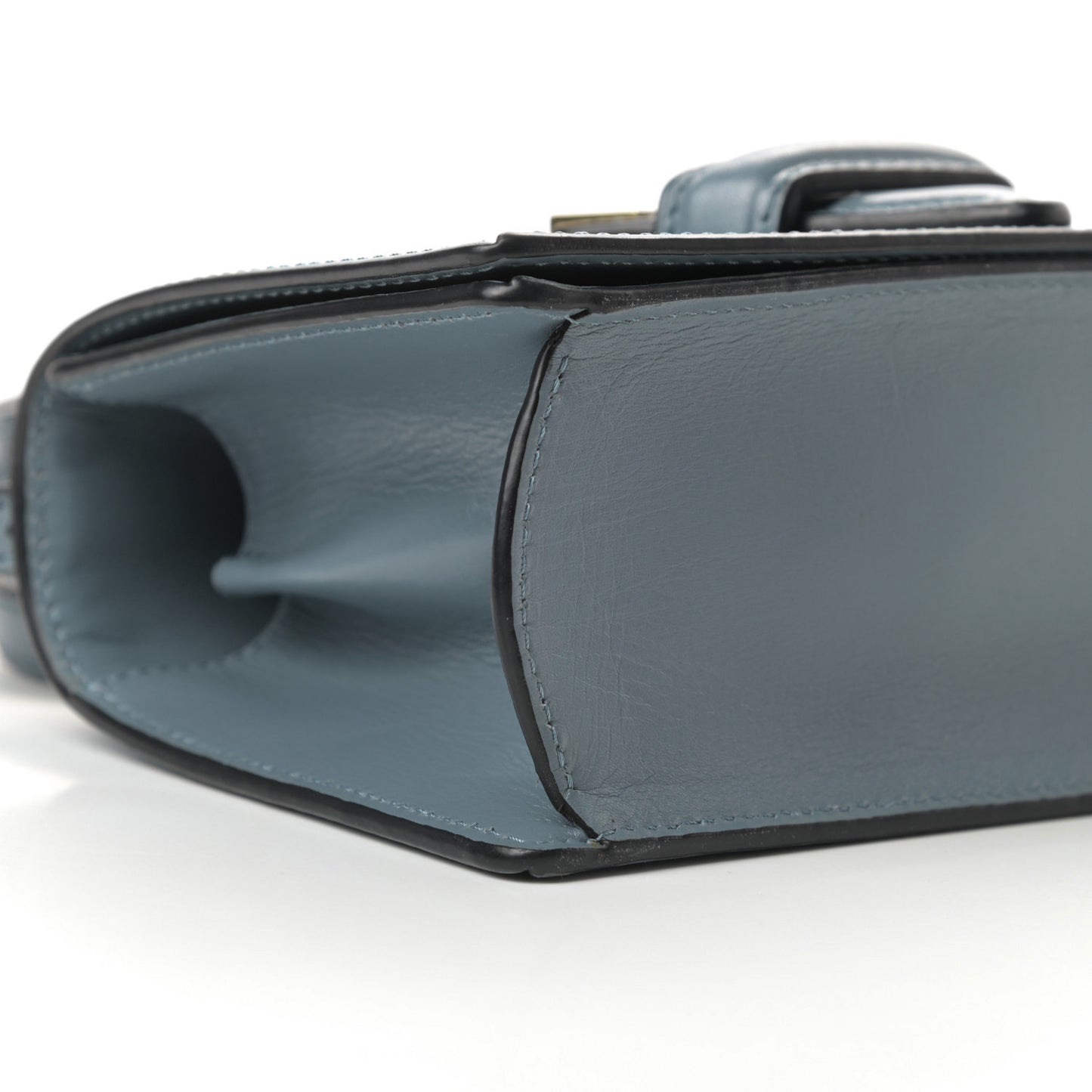Calfskin Small Barcelona Shoulder Bag Stone Blue
