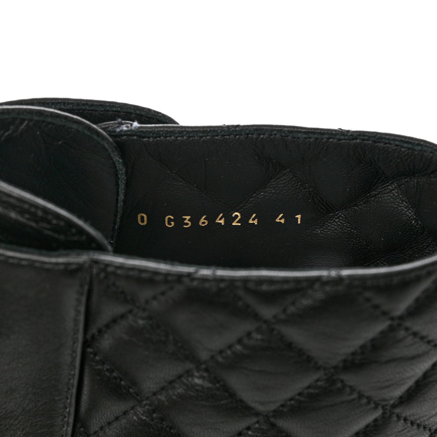 Shiny Calfskin Quilted Lace Up Combat Boots 41 Black