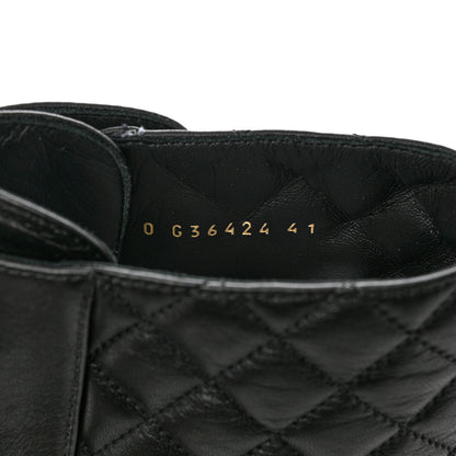 Chanel Shiny Calfskin Quilted Lace Up Combat Boots 41 Black 6 of 9