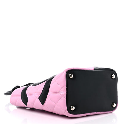 Chanel Calfskin Quilted Small Cambon Tote Pink Black 4 of 14
