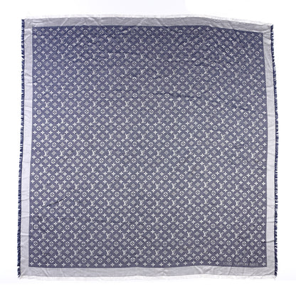 Louis Vuitton Silk Wool Monogram Denim Shawl Blue 1 of 4