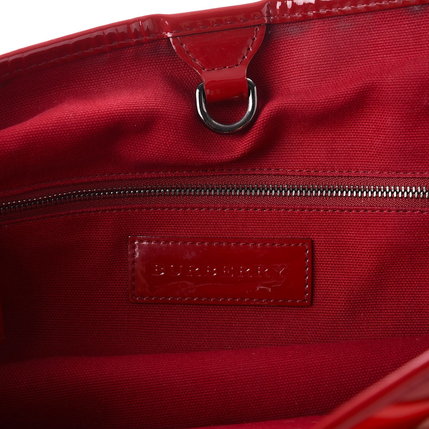 Burberry Supernova Check Patent Trim Shopper Tote Bag Red 6 of 12