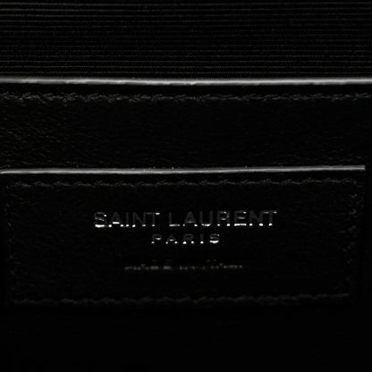 Saint Laurent Grain De Poudre Textured Mixed Matelasse Triquilt Small Monogram Satchel Black 6 of 9