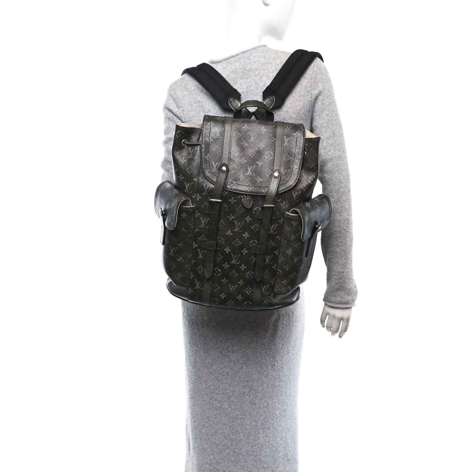 Louis Vuitton Brushed Monogram Eclipse Christopher MM Backpack Black 2 of 9