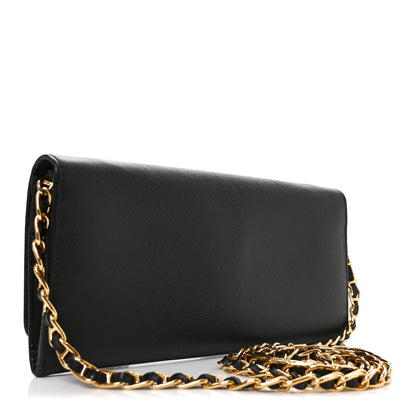 Prada Saffiano Metal Oro Chain Wallet Black 3 of 9