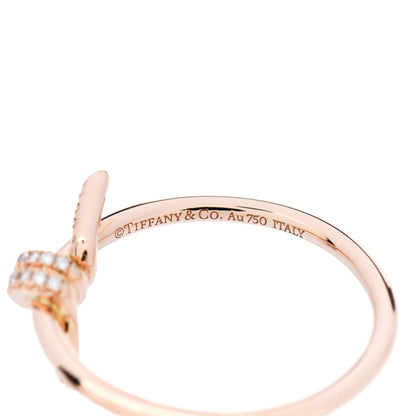 Tiffany 18K Rose Gold Diamond Small Knot Ring 55 7.25 4 of 5