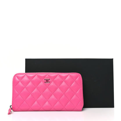 Chanel Caviar Quilted Large Gusset Zip Around Wallet Pink 9 of 9