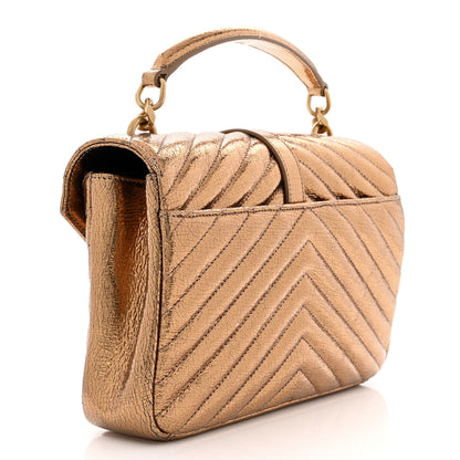 Saint Laurent Metallic Cracked Calfskin Matelasse Monogram Medium College Bag Copper 2 of 10
