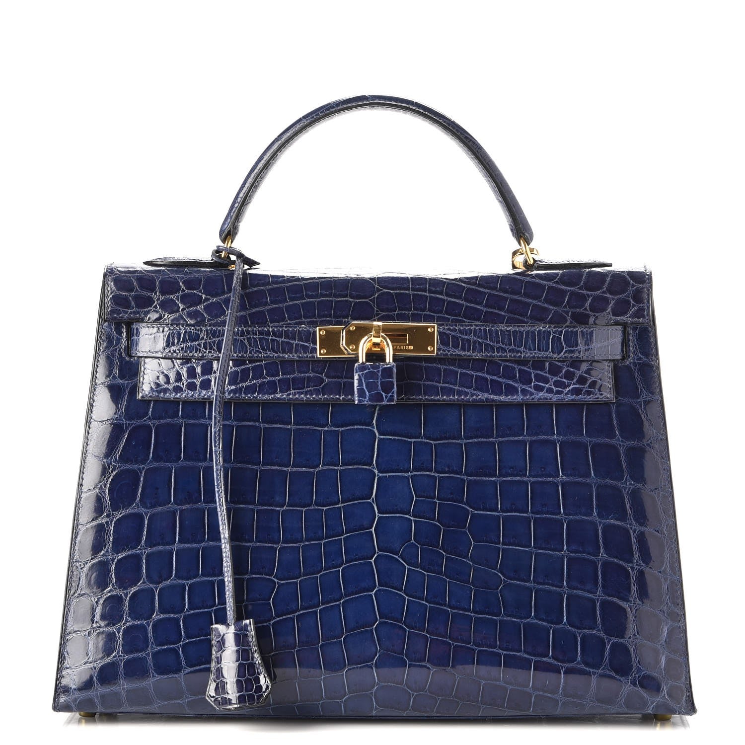 Hermes Shiny Niloticus Crocodile Kelly Sellier 32 Bleu Saphir 1 of 32