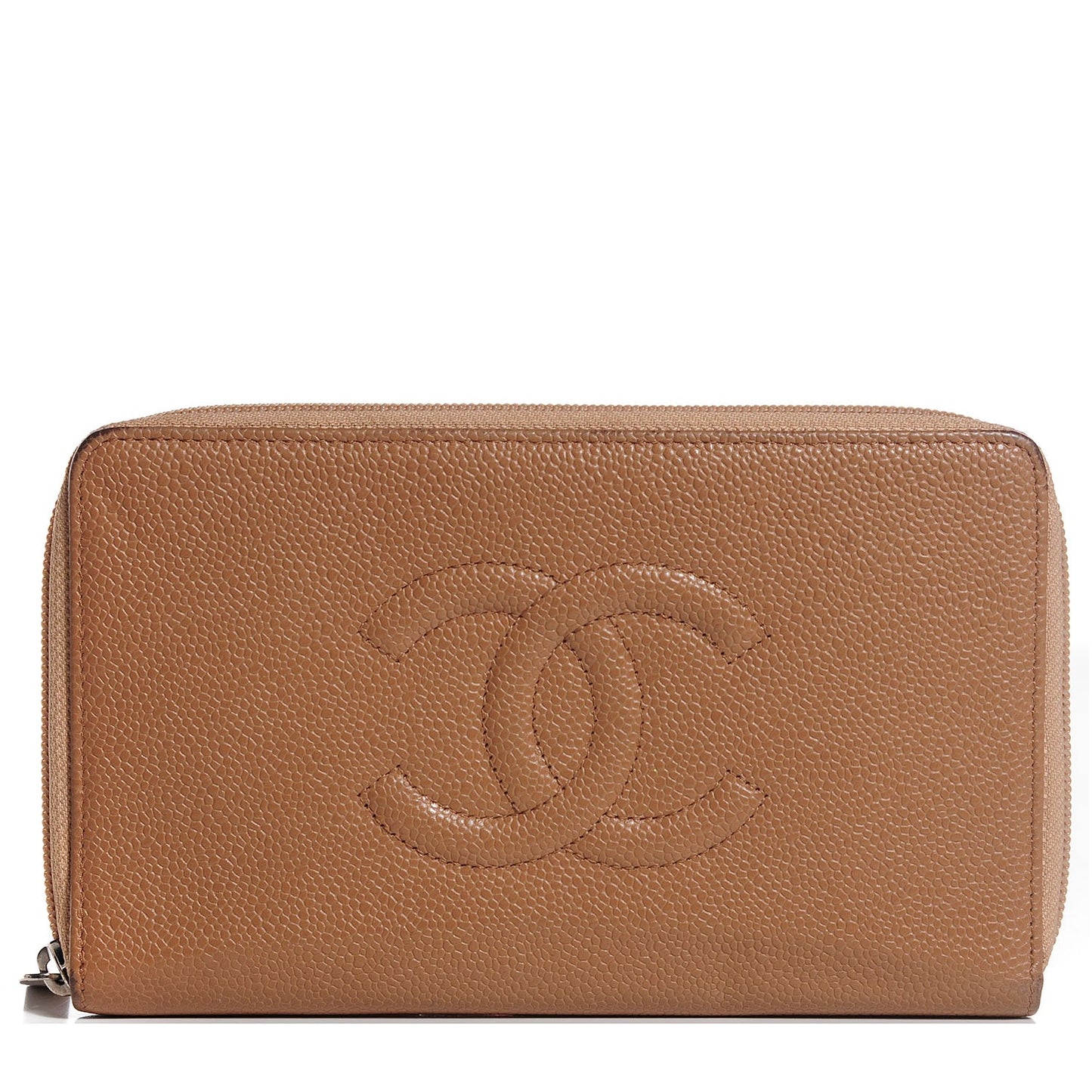 Caviar Timeless CC Large Zipped Wallet Beige