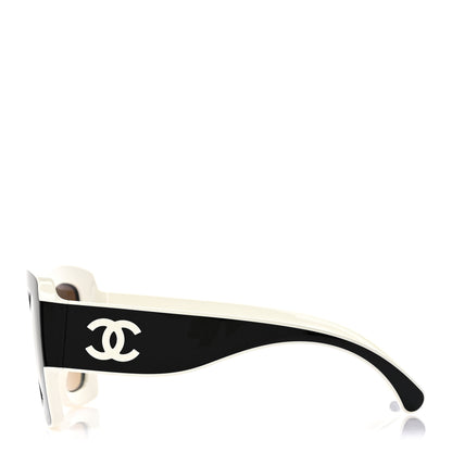 Chanel Acetate Square Sunglasses 6059 Black White 3 of 10