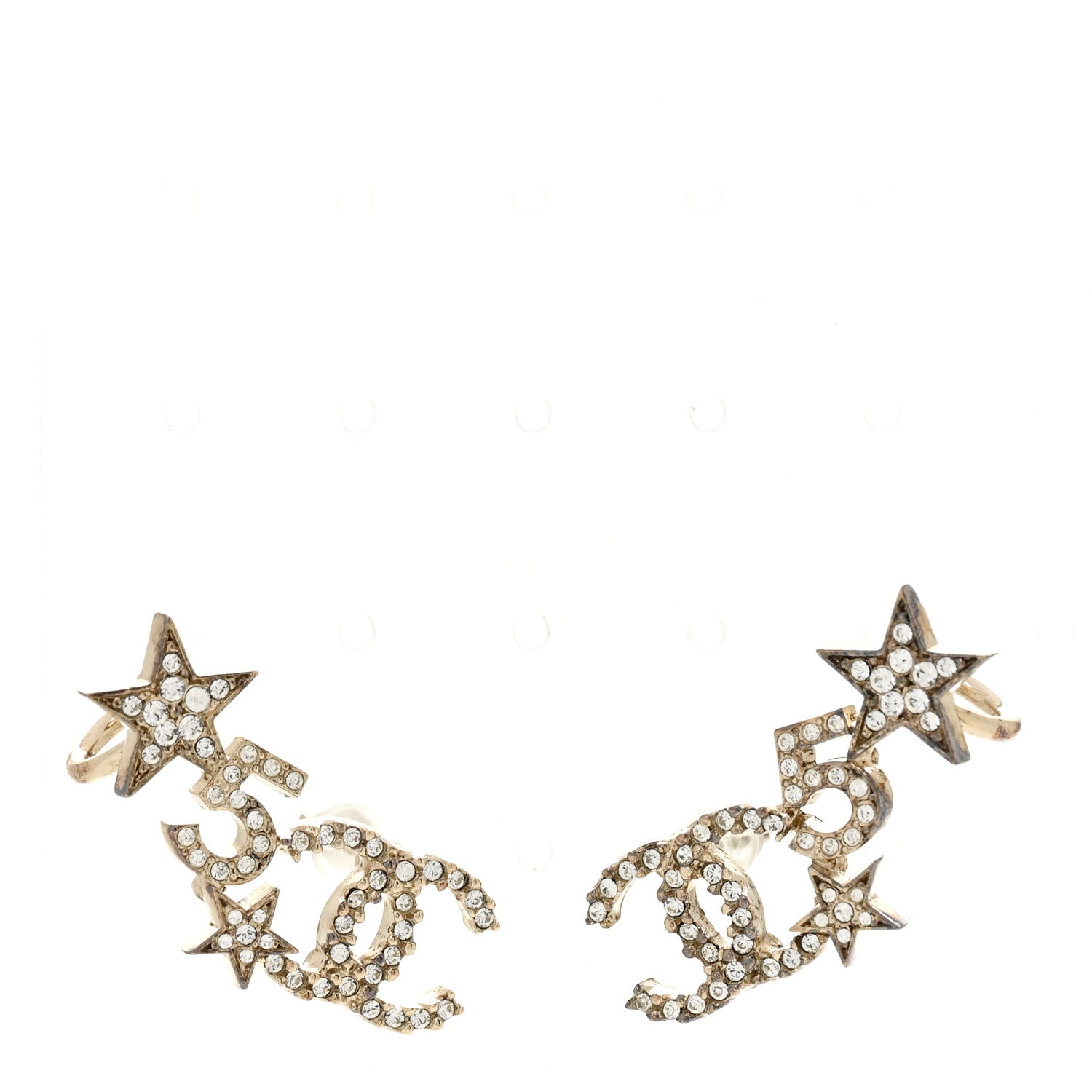 Chanel Crystal Star 5 CC Earrings Gold 1 of 4