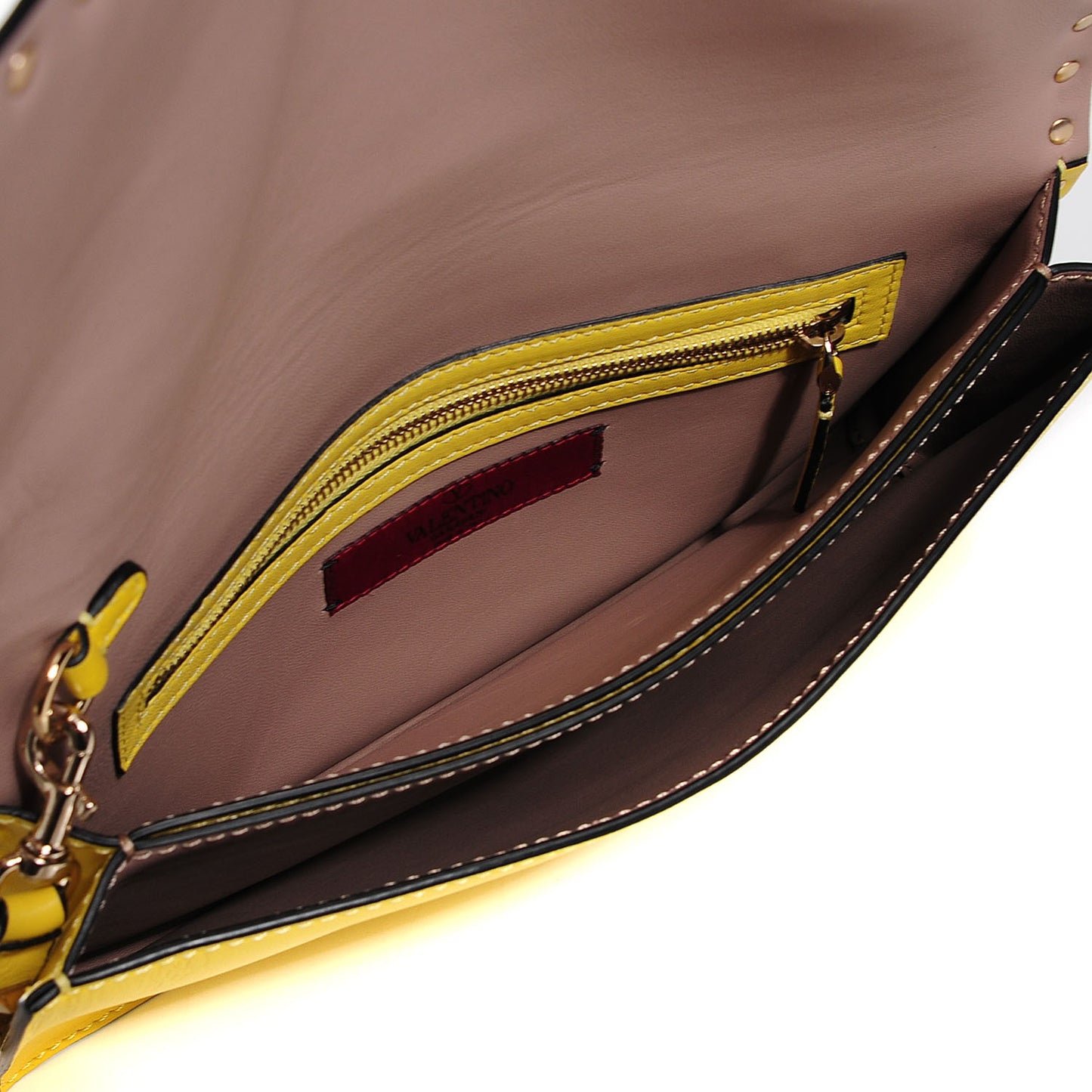 Nappa Rockstud Wristlet Clutch Naples Yellow