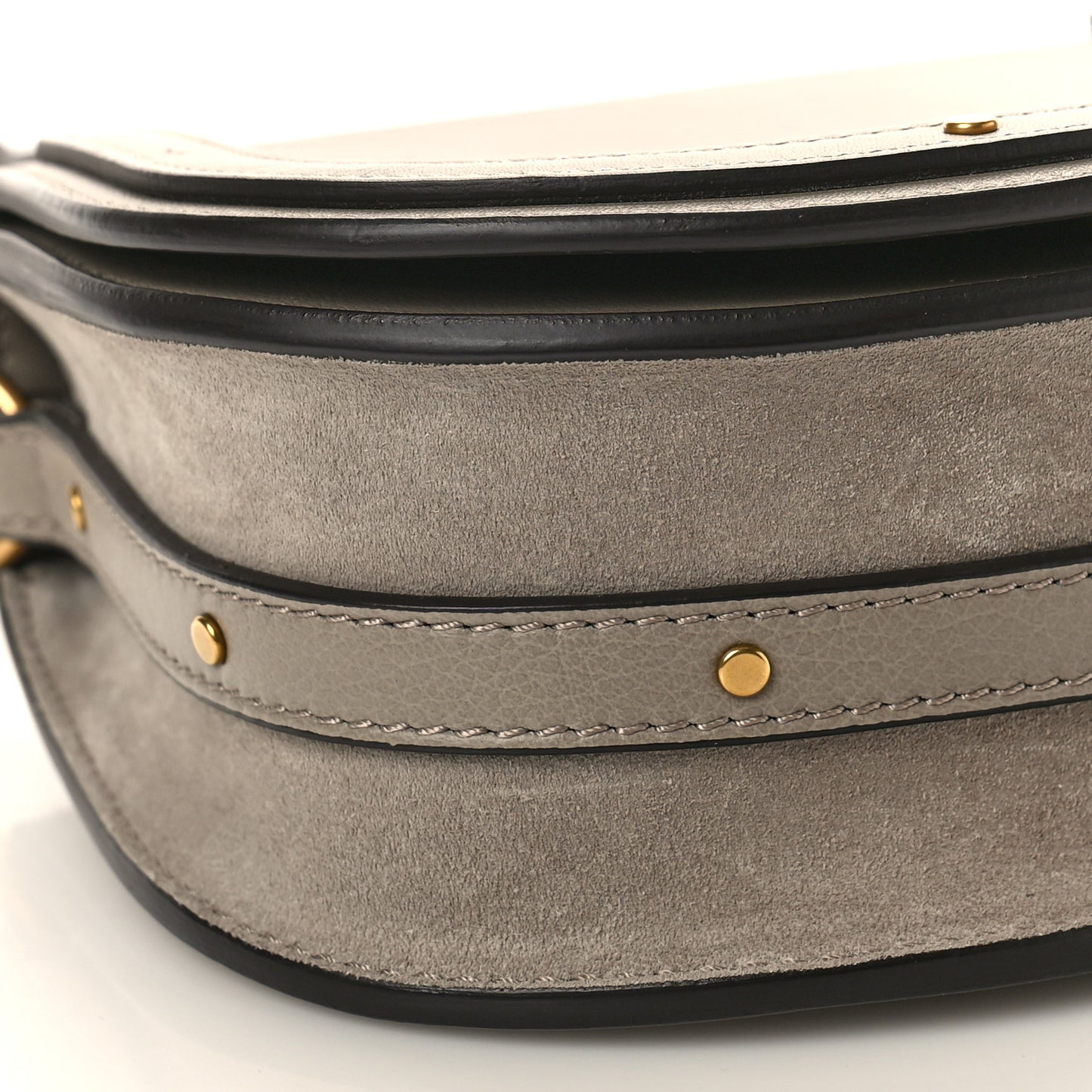 Calfskin Suede Small Nile Bracelet Bag Motty Grey