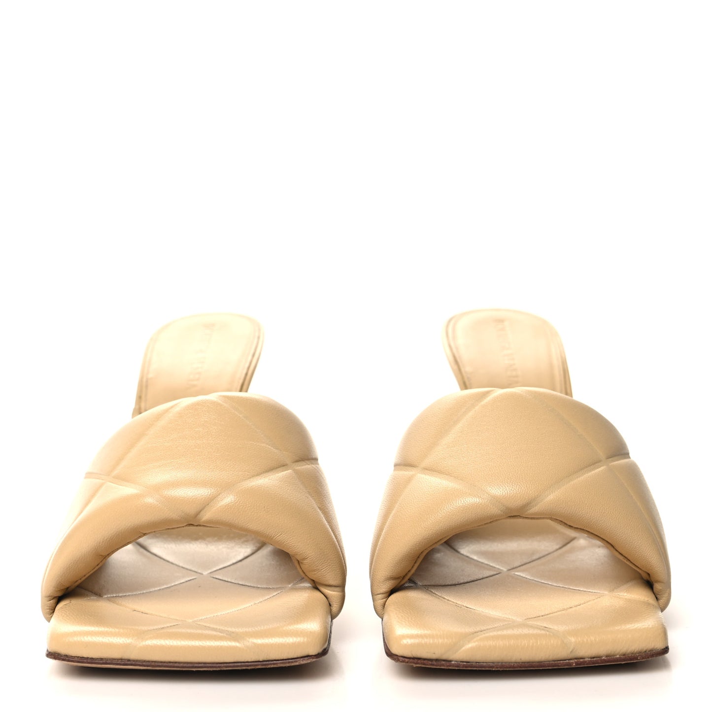 Nappa Quilted Rubber Lido Mule Sandals Cane Sugar 37.5