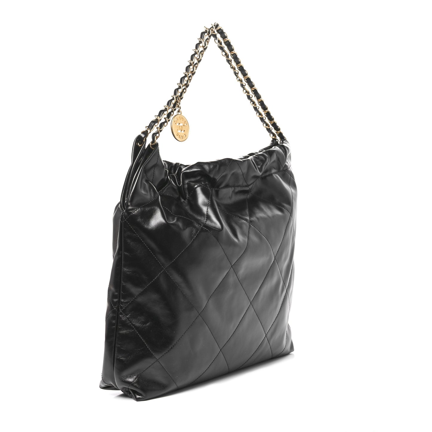 Shiny Calfskin Quilted Chanel 22 Black