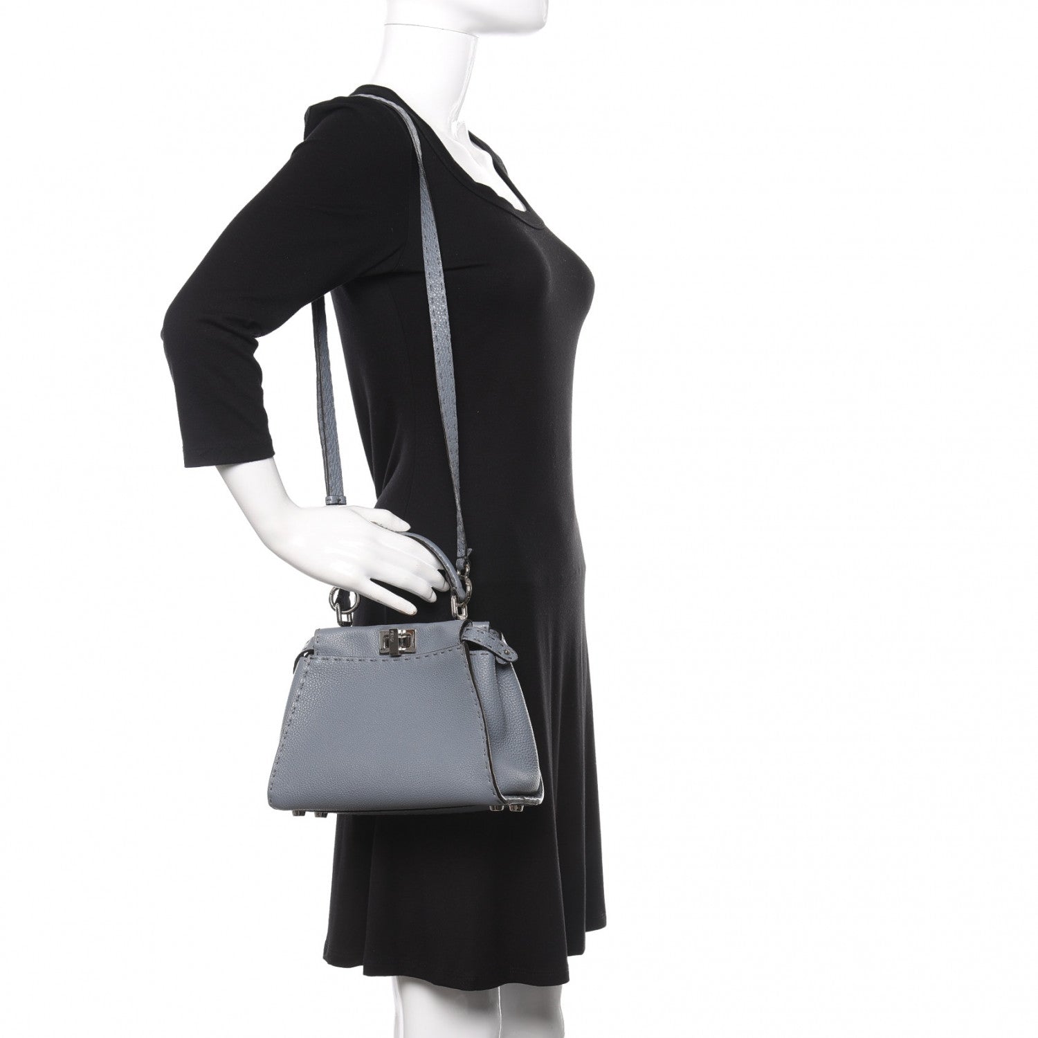 Fendi Calfskin Romano Selleria Bi-Color Mini Peekaboo Iconic Satchel Tempesta Bordeaux 2 of 11