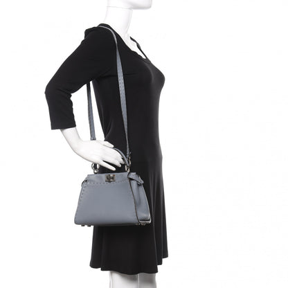 Fendi Calfskin Romano Selleria Bi-Color Mini Peekaboo Iconic Satchel Tempesta Bordeaux 2 of 11