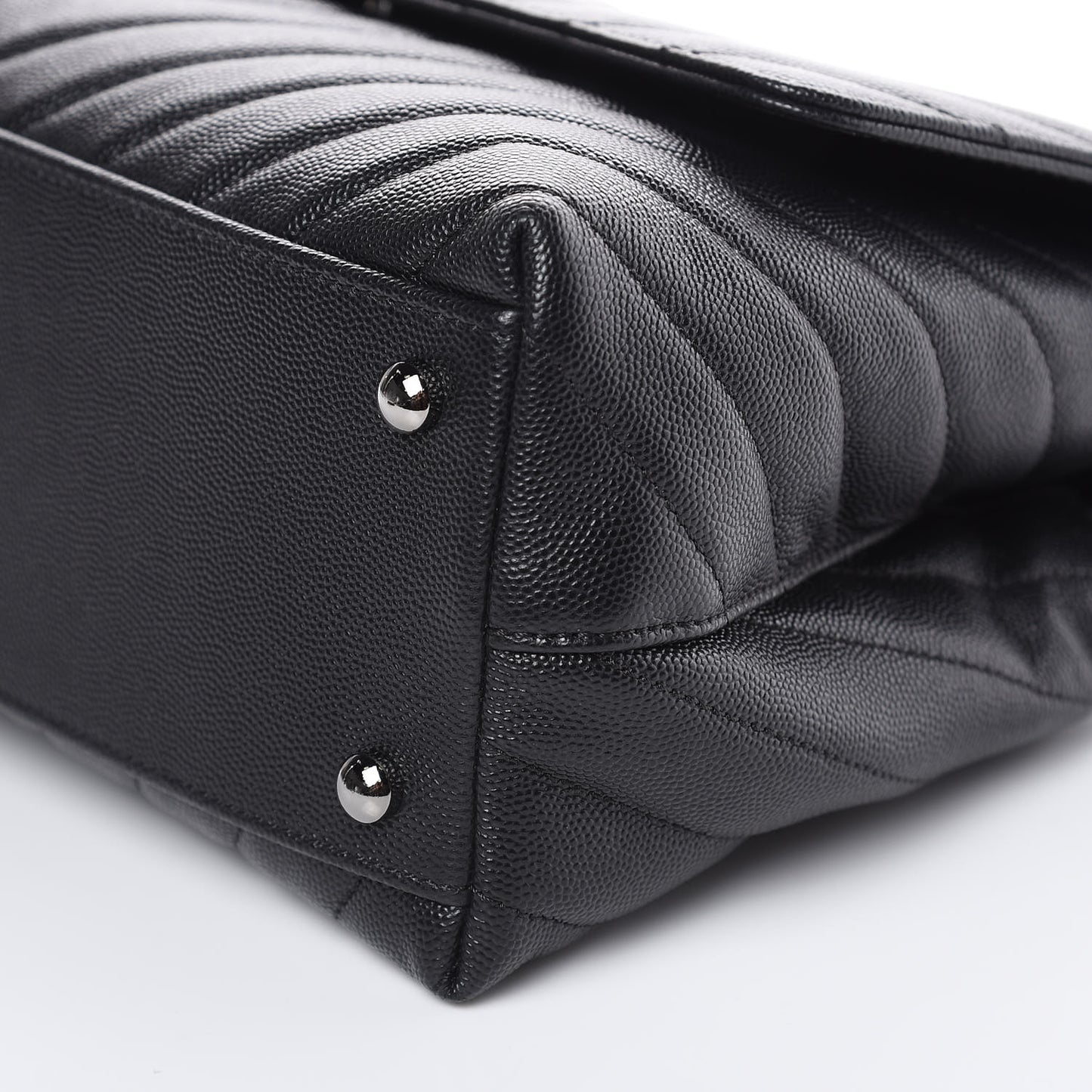 Caviar Chevron Quilted Small Coco Handle Flap Black