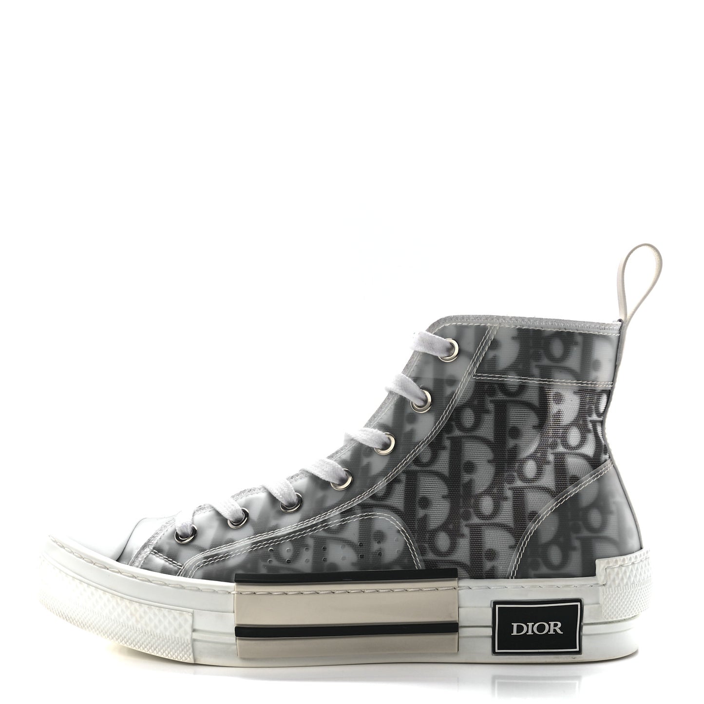 Technical Canvas Oblique Mens B23 High Top Sneakers 38 White Black