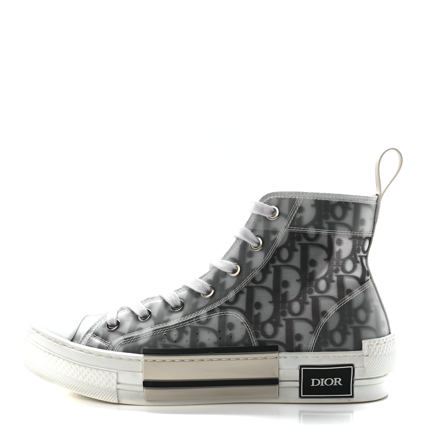 Christian Dior Technical Canvas Oblique Mens B23 High Top Sneakers 38 White Black 1 of 9