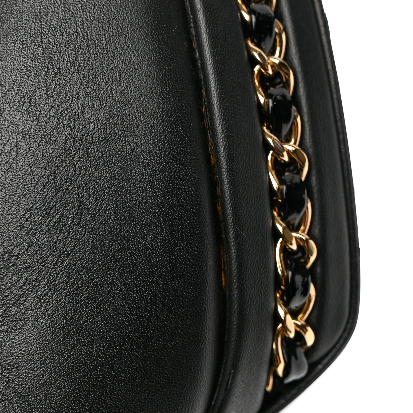 Lambskin CC Cap Toe Platform Chain Pumps 38 Black