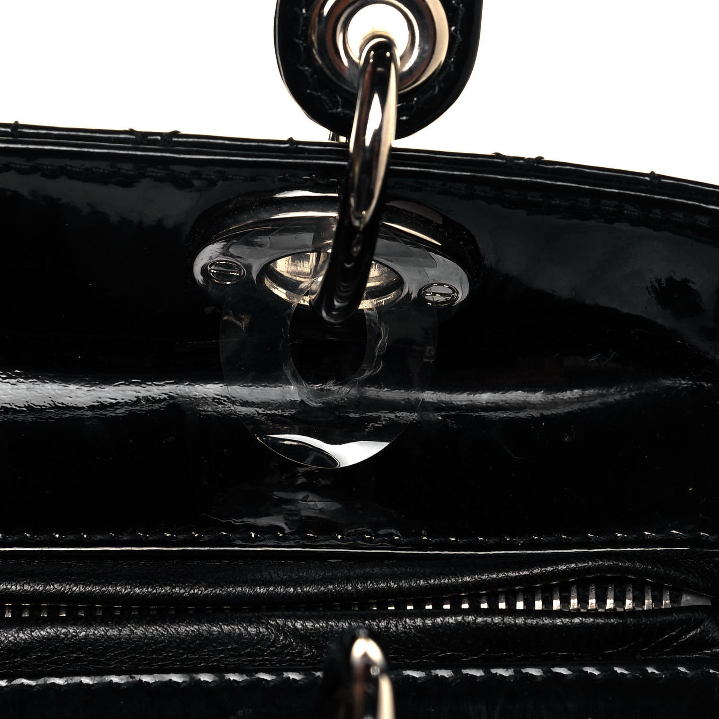 Patent Cannage Stitched Medium Lady Dior Black