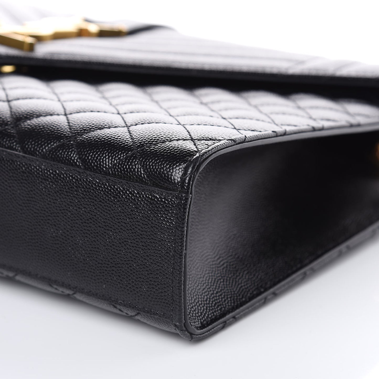 Grain De Poudre Textured Mixed Matelasse Large Triquilt Monogram Satchel Black