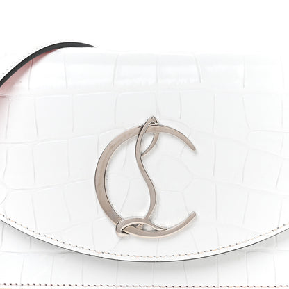 Christian Louboutin Calfskin Crocodile Embossed Loubi54 Crossbody Clutch White 7 of 10