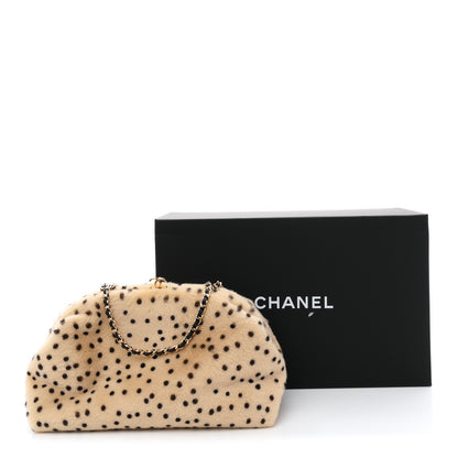 Chanel Pony Hair Cheetah Printed Lambskin Clutch With Chain Beige Black 11 of 11