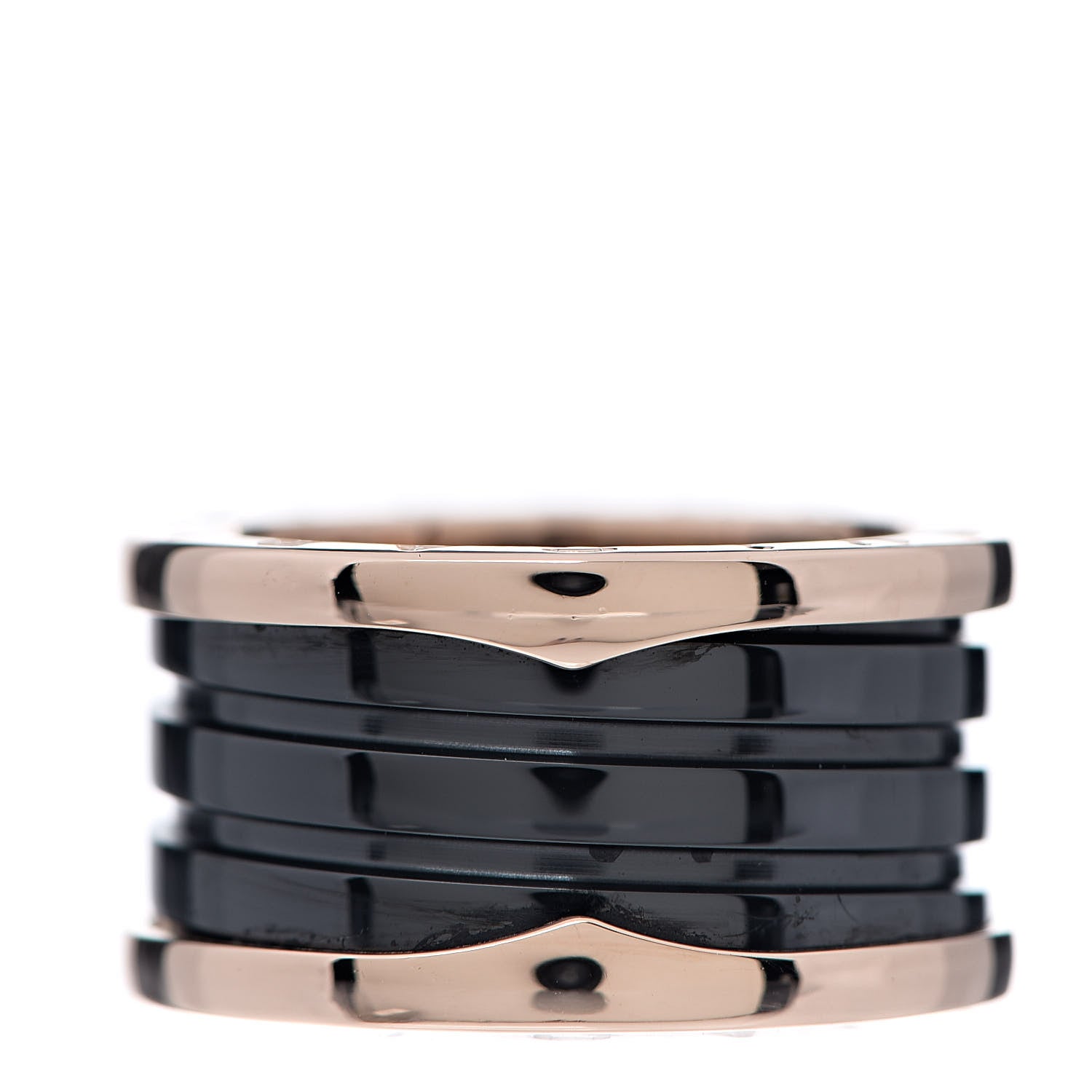 Bulgari 18K Rose Gold Black Ceramic B.Zero1 Four-Band Ring 55 7.25 1 of 6