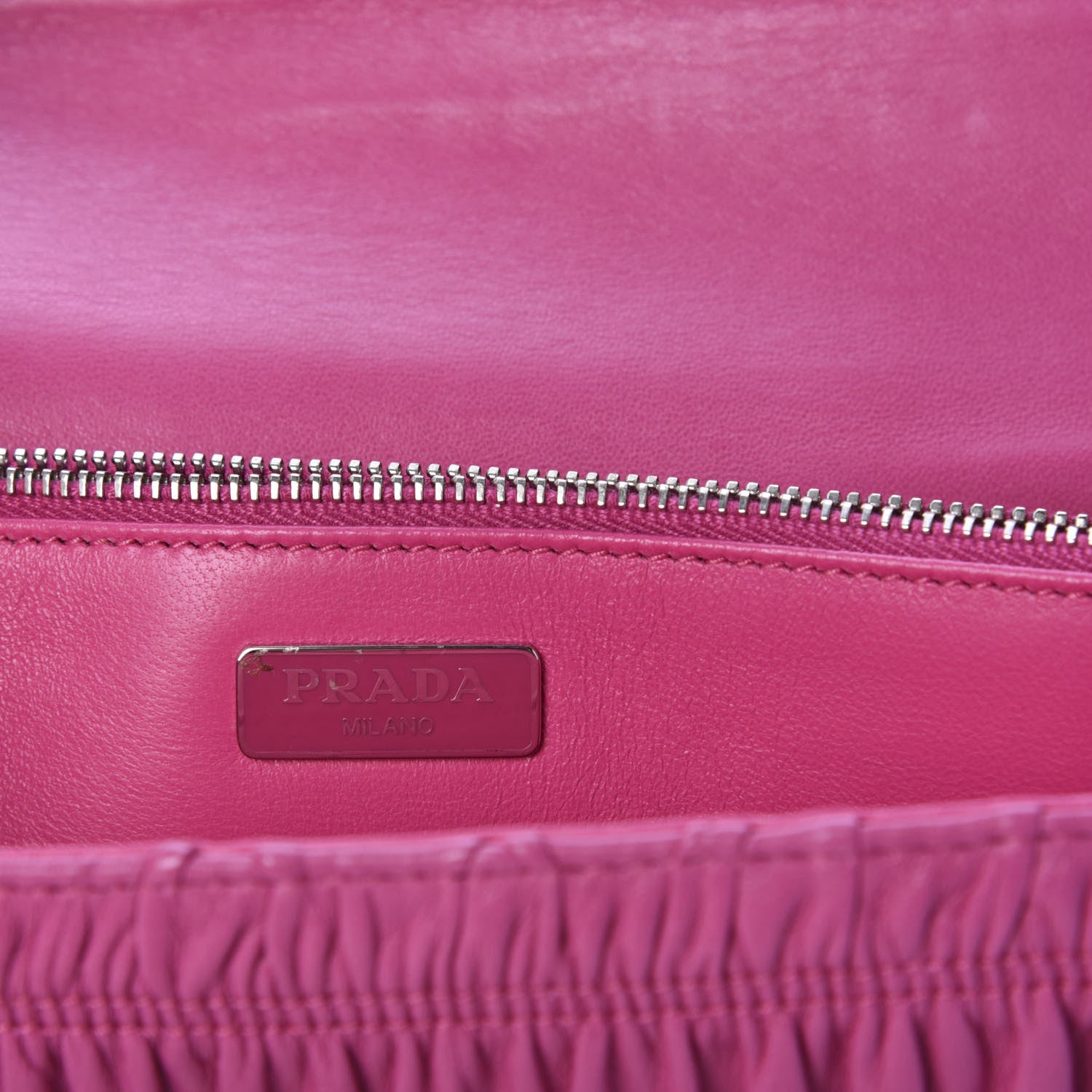 Prada Nappa Gaufre Small Sound Flap Shoulder Bag Begonia 9 of 11