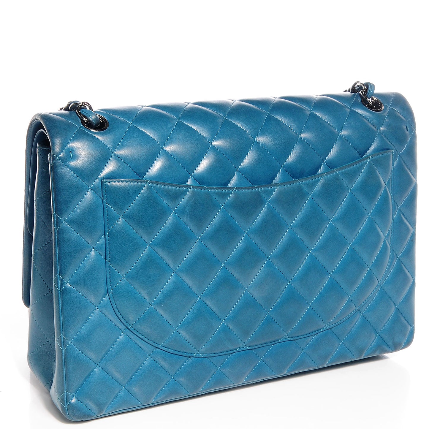 Lambskin Maxi Double Flap Turquoise