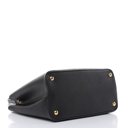 Prada Saffiano Cuir Small Bi-Color Double Bag Black Sabbia 4 of 10