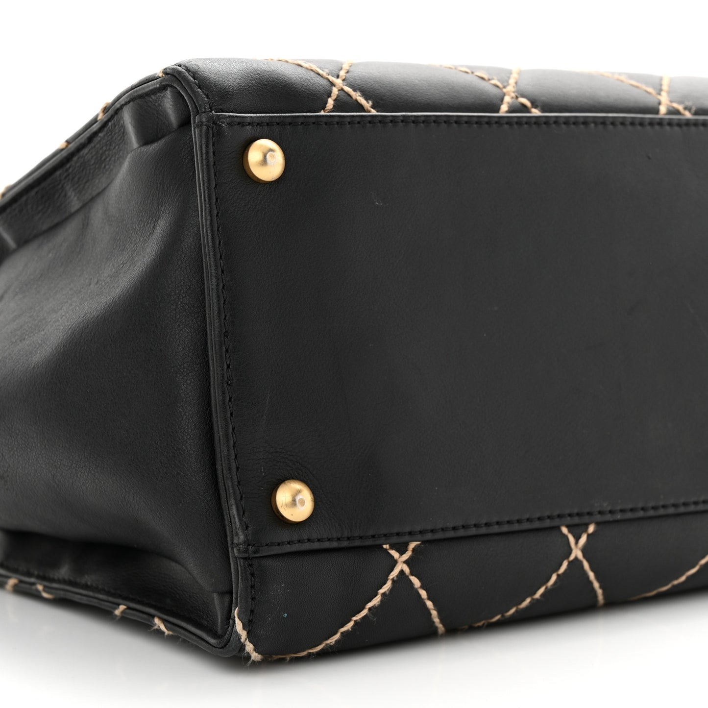 Calfskin Wild Stitch Medium Tote Black