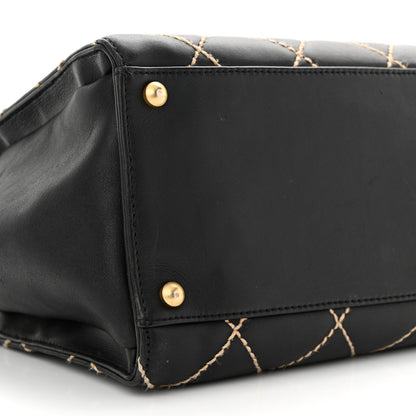 Chanel Calfskin Wild Stitch Medium Tote Black 9 of 11