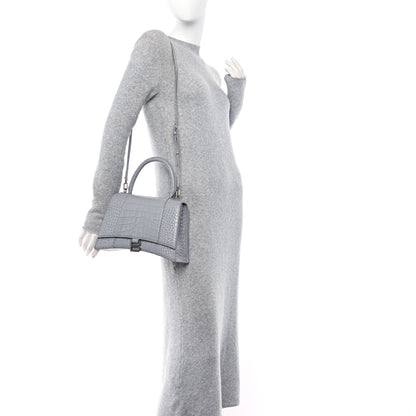 Balenciaga Shiny Calfskin Crocodile Embossed Medium Hourglass Top Handle Bag Balenciaga Grey 2 of 9