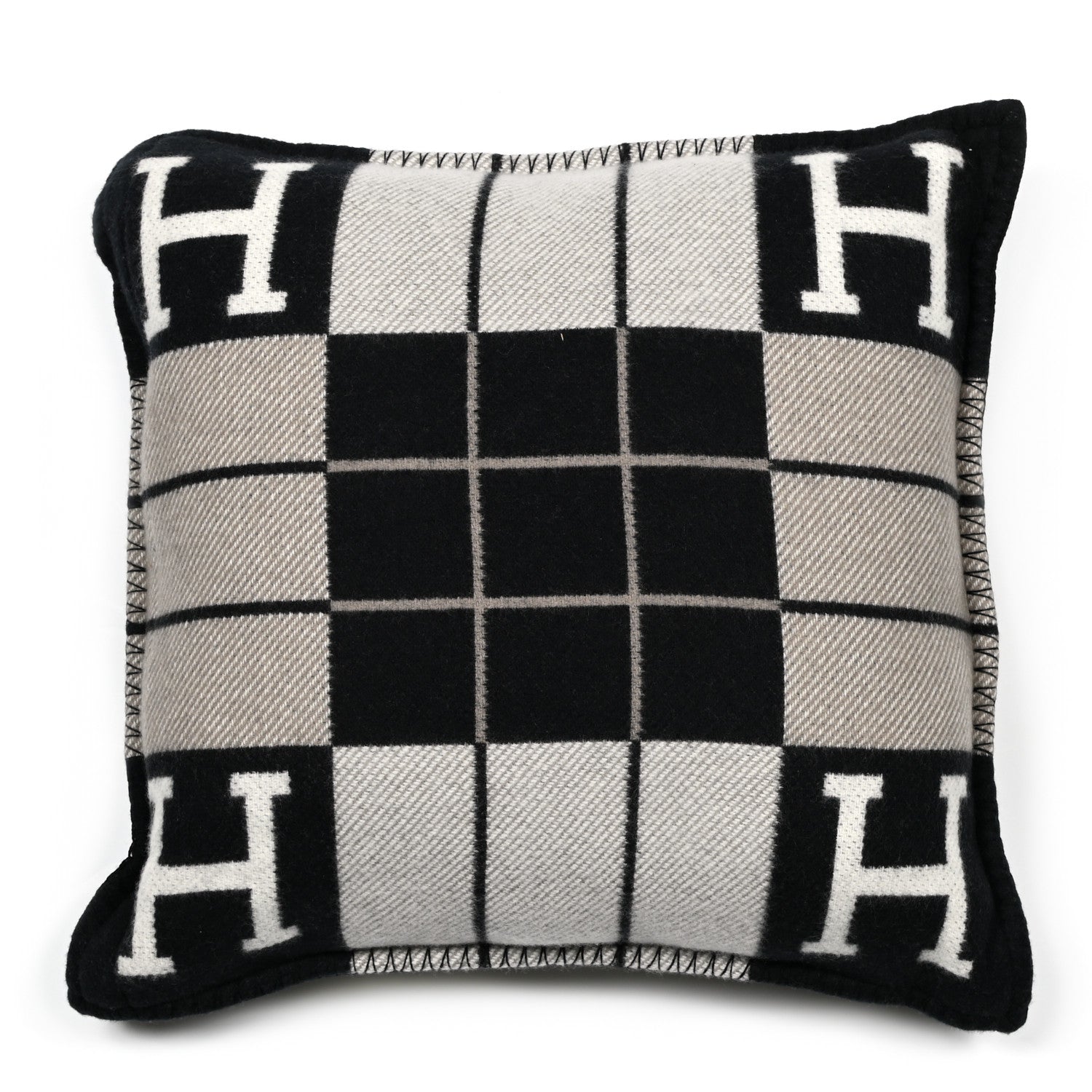 Hermes Wool Cashmere Avalon III Pillow PM Ecru Black 1 of 3