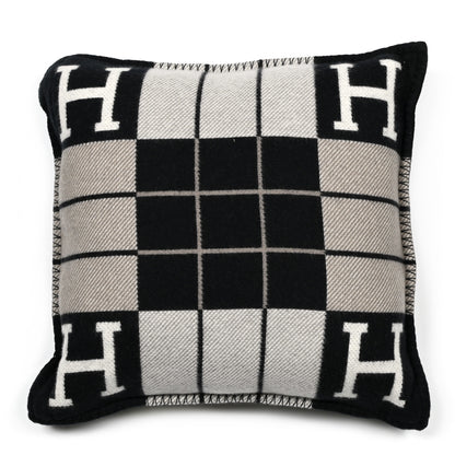Hermes Wool Cashmere Avalon III Pillow PM Ecru Black 1 of 3