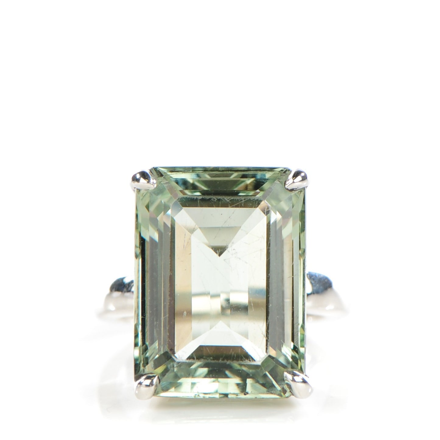 Sterling Silver Green Quartz Sparklers Cocktail Ring Sz 6