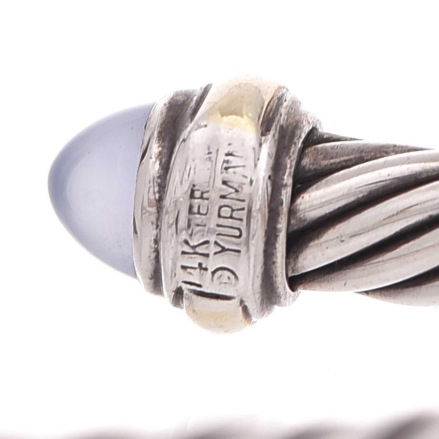 David Yurman Sterling Silver 14K Yellow Gold Chalcedony 7mm Cable Classics Bracelet 5 of 5