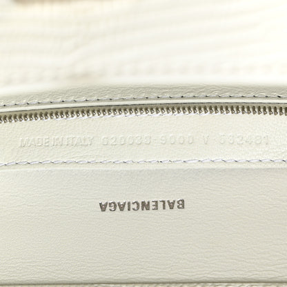 Balenciaga Patent Calfskin Lizard Embossed Medium Ghost Shoulder Bag Optic White 7 of 12