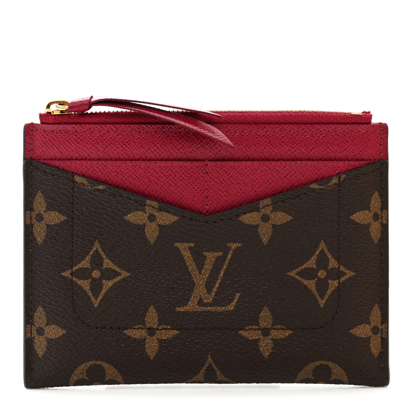 Monogram Zipped Card Holder Fuchsia